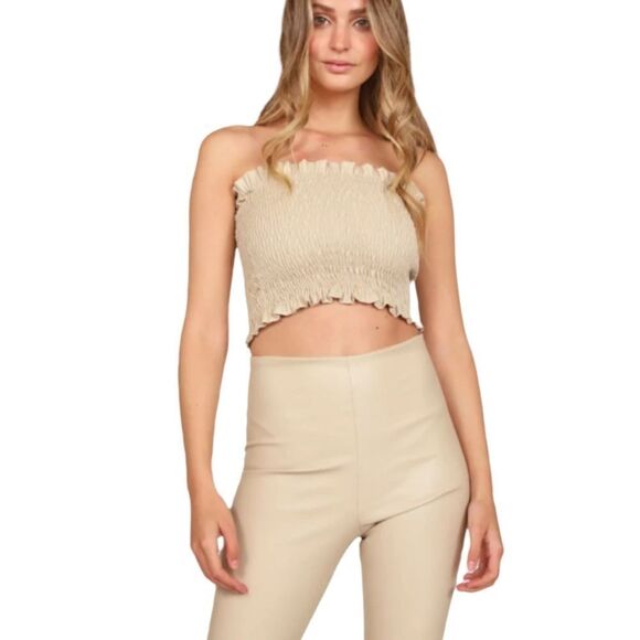 VINTAGE HAVANA VEGAN LEATHER TUBE TOP - Picture 1 of 2